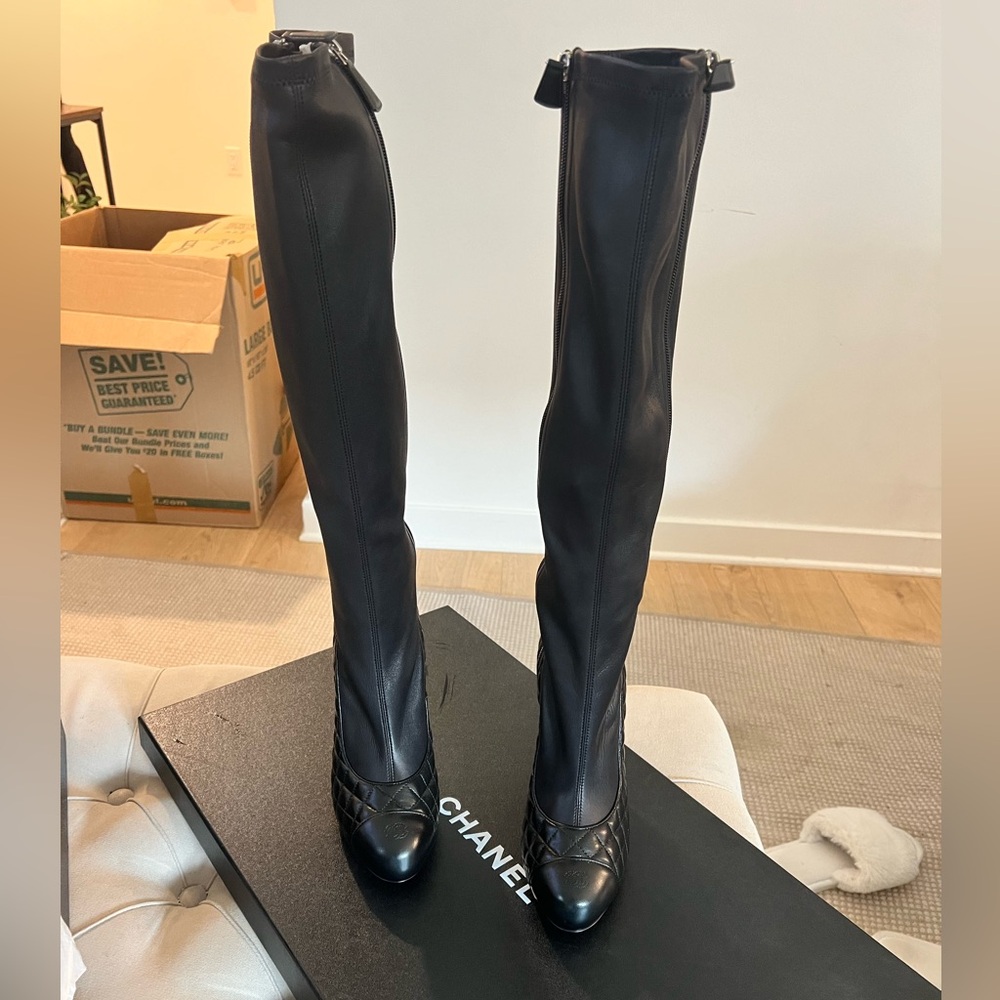 Chanel stiletto high black boots size 40 NWT
